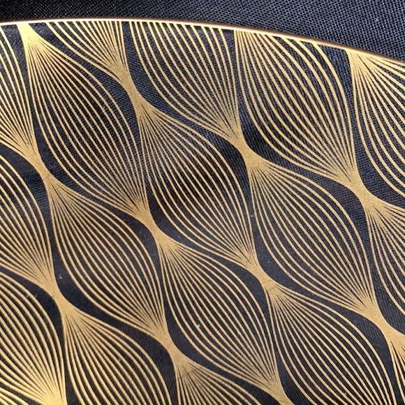 Mid Century Modern Danish glass bowl with geometric gold overlay - Picture 5 of 10